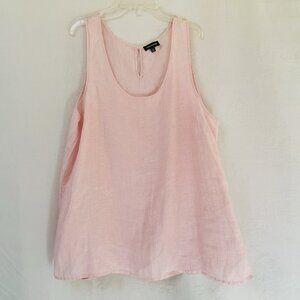 Lord And Taylor Pink Linen Blouse Womens Large Tank Top Sleeveless Beach Summer